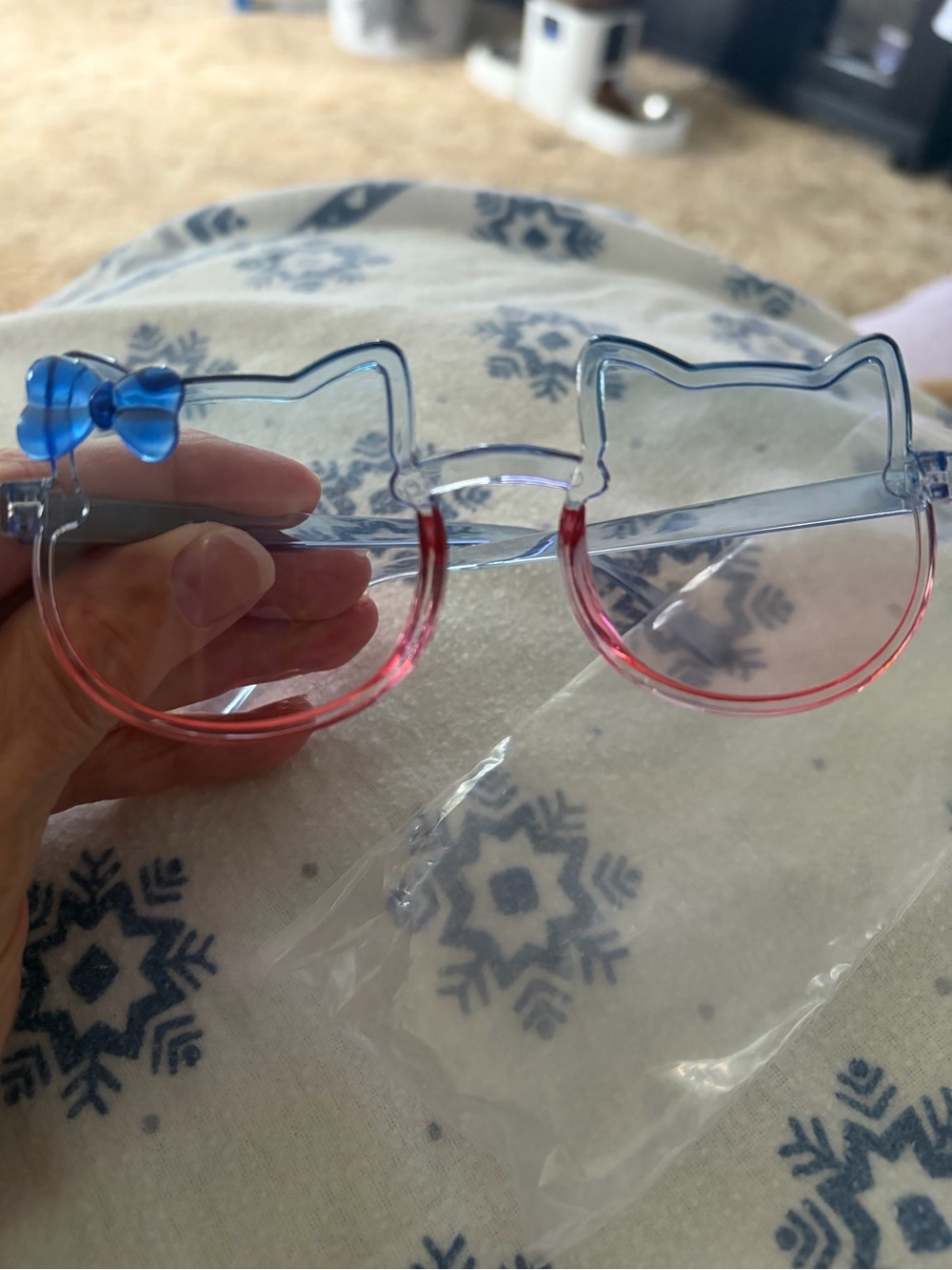 Hello Kitty Blue and Pink Cat-Shaped Kids Sunglasses